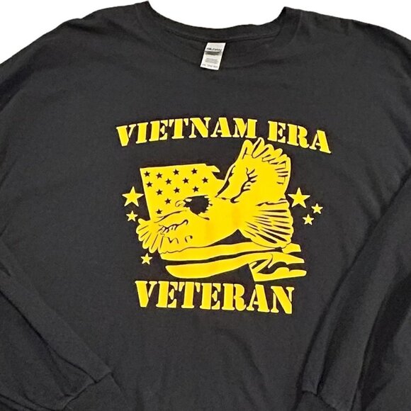 Gildan Ultra Hvy Cotton Vietnam Era Vet Long Sleeve T-Shirt Sz. 3XL Black #N1403 - Picture 3 of 4
